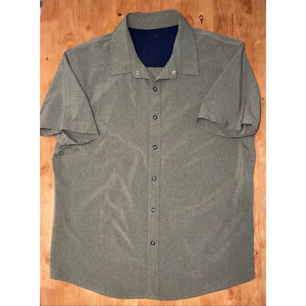 Zelos  Hybrid‎ Travel Short Sleeve Lightweight Shirt Olive Green Men Size Large